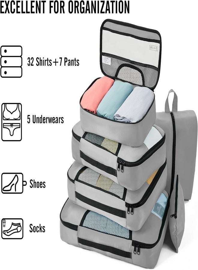 Zonoxo 8 Set Packing Cubes for Travel, Travel Essentials, Toiletry Bag, Packing Bags for Clothes, Travel Organizer for Women, Travel Pouch, (Greay) - Image 2